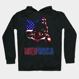 Meowica USA American Flag Cat T-Shirt funny t-shirt and gift Meowica t-shirt 4th of July t-shirt Hoodie
